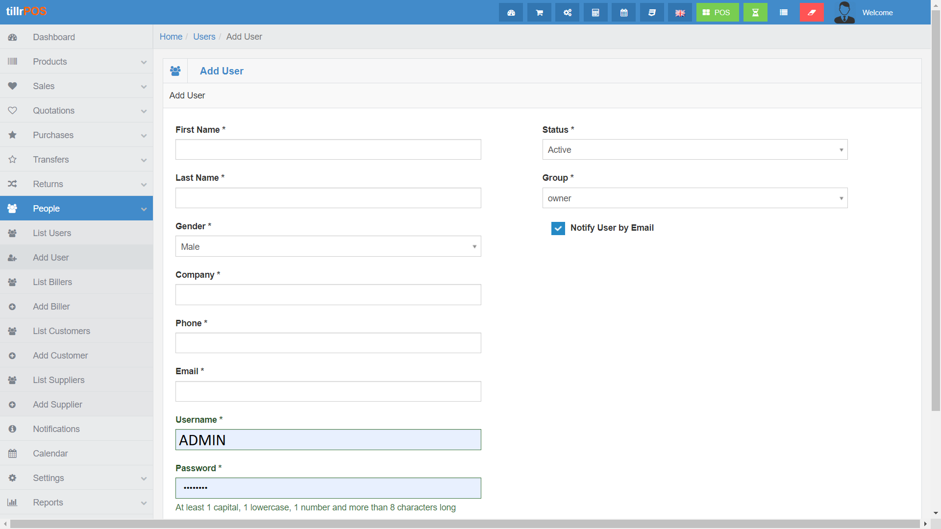 TillrPOS Screenshot