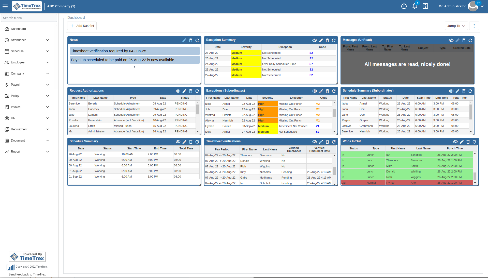 TimeTrex Time & Attendance Screenshot