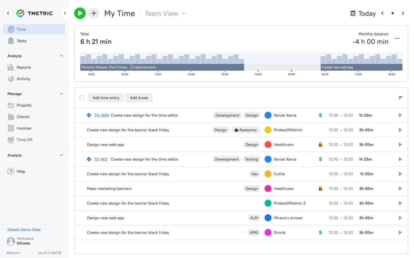 TMetric Screenshot