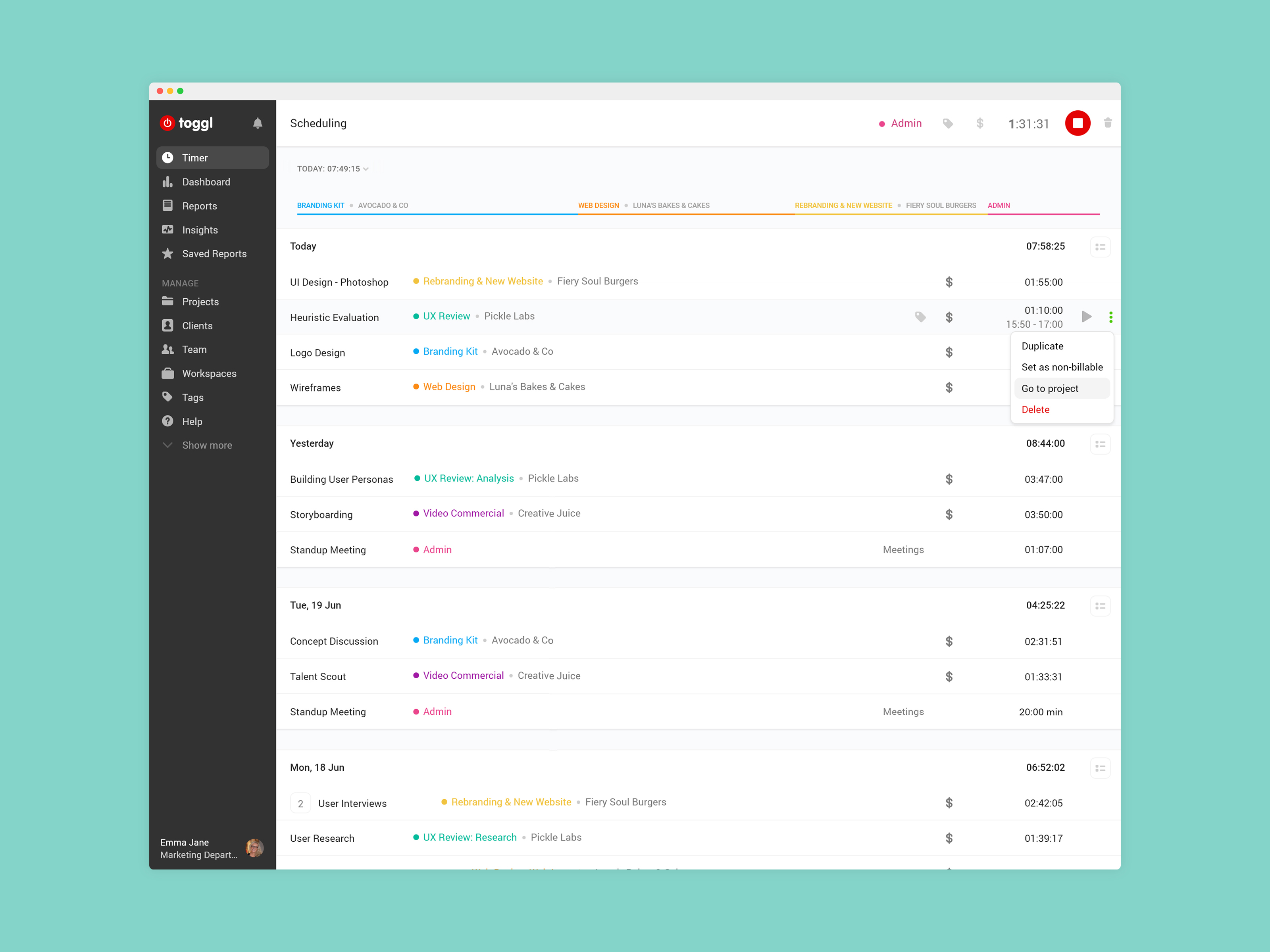 Toggl Track screenshot & Video