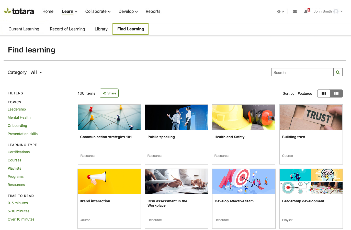 Totara Learn Screenshot