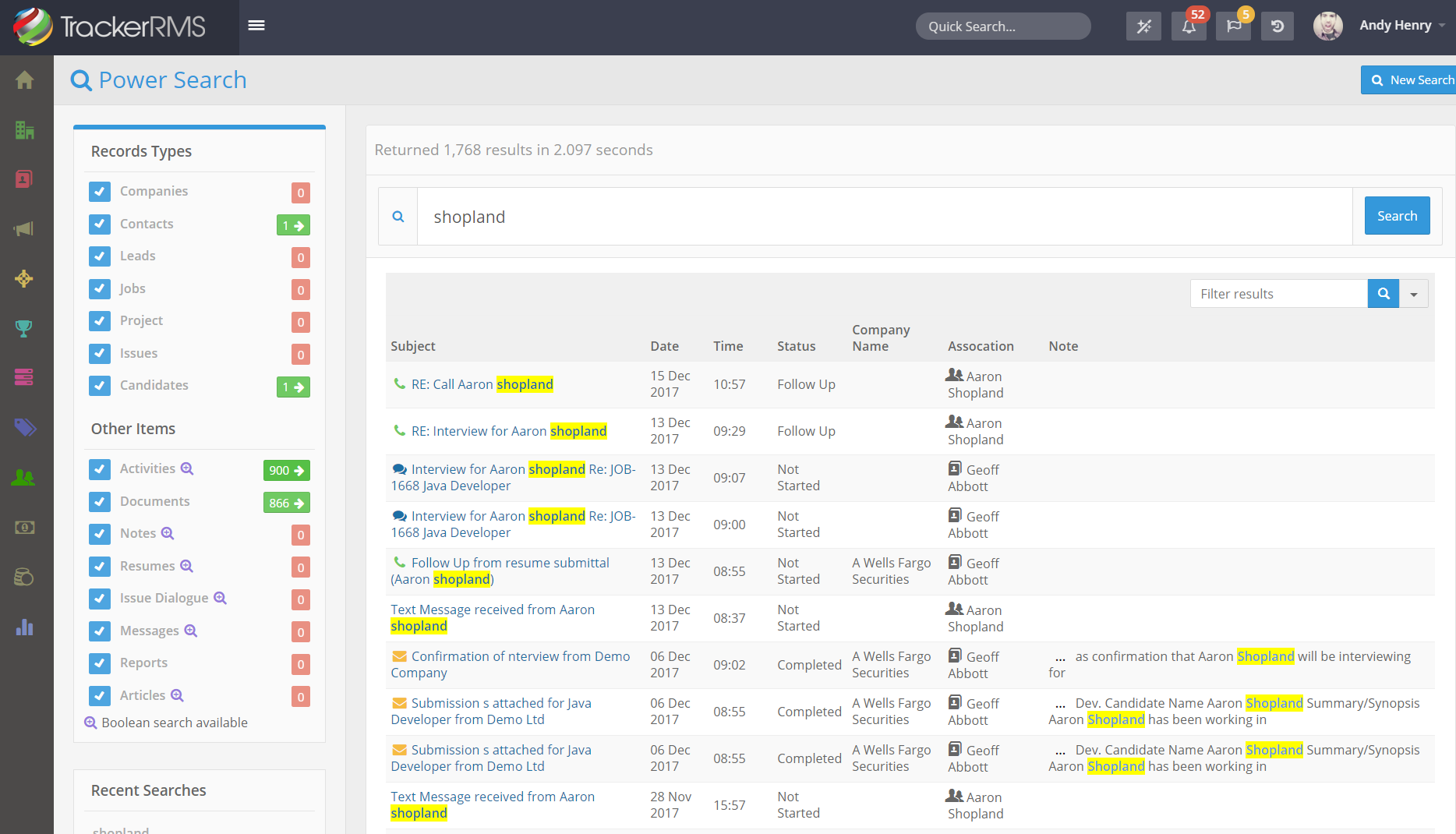 Tracker Screenshot