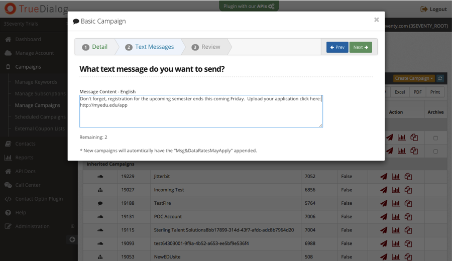 TrueDialog Screenshot