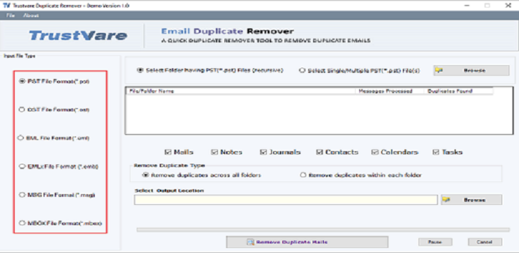 TrustVare Email Duplicate Remover Tool Screenshot