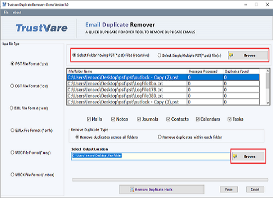 TrustVare Email Duplicate Remover Tool Screenshot