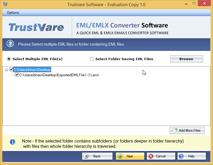 TrustVare EML Converter Software Screenshot
