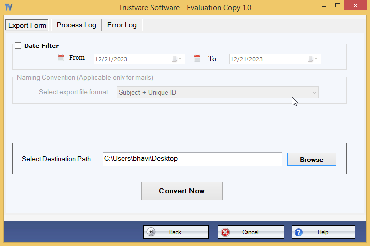 TrustVare EML Converter Software Screenshot