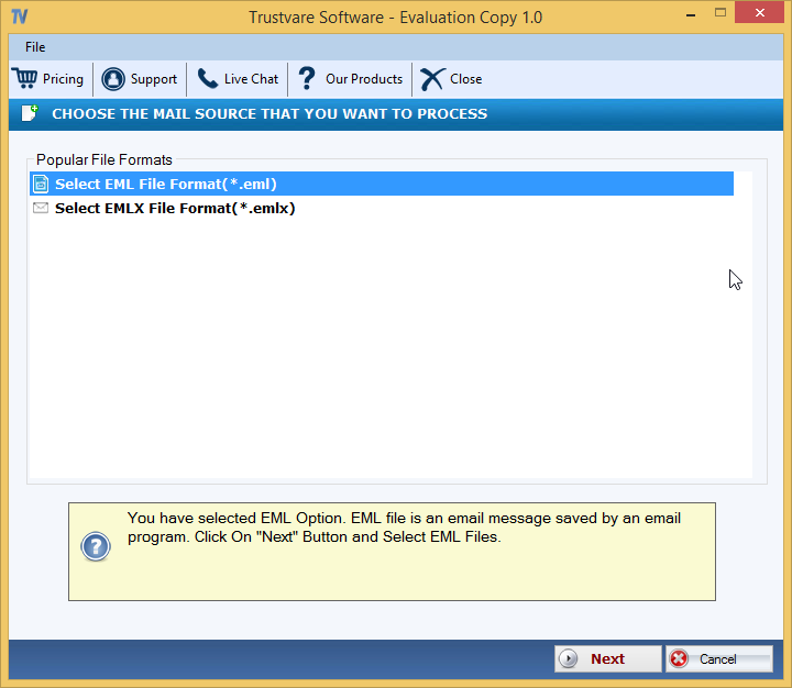 TrustVare EML Converter Software Screenshot