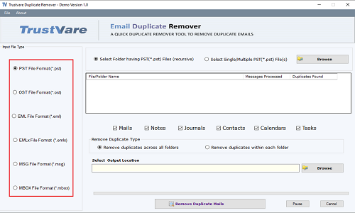 TrustVare EML Duplicate Remover Software Screenshot