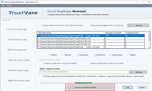 TrustVare EML Duplicate Remover Software Screenshot