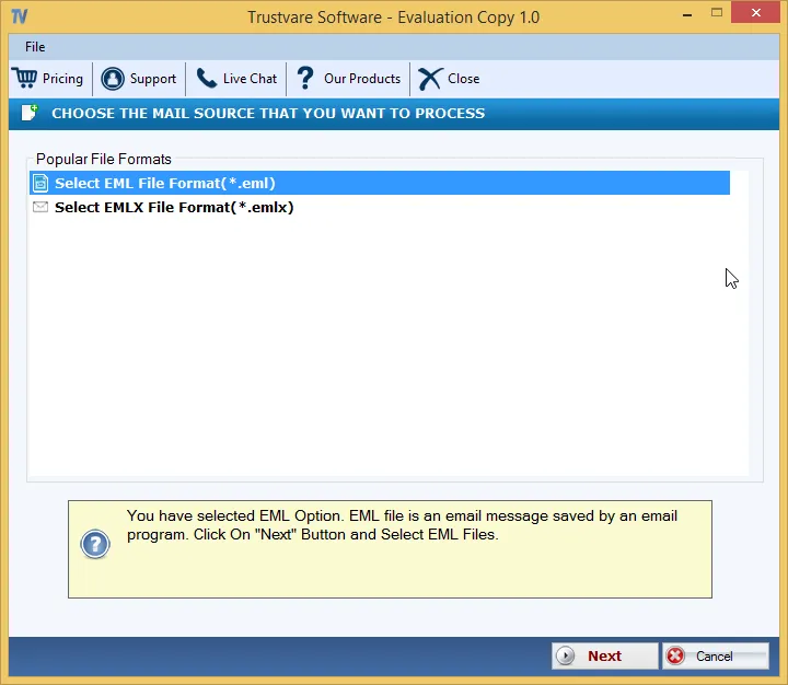 TrustVare EML to PST Converter Screenshot