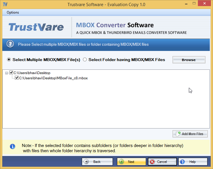TrustVare MBOX Converter Software Screenshot