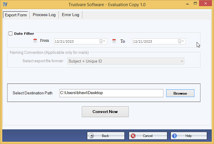 TrustVare MBOX Converter Software Screenshot
