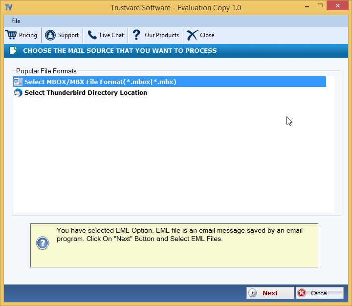 TrustVare MBOX Converter Software Screenshot