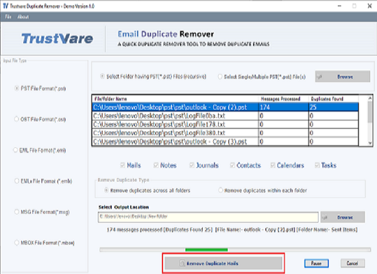 TrustVare MSG Duplicate Remover Tool Screenshot