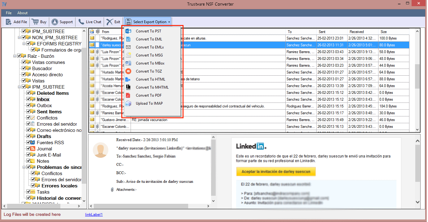 TrustVare NSF Converter Screenshot