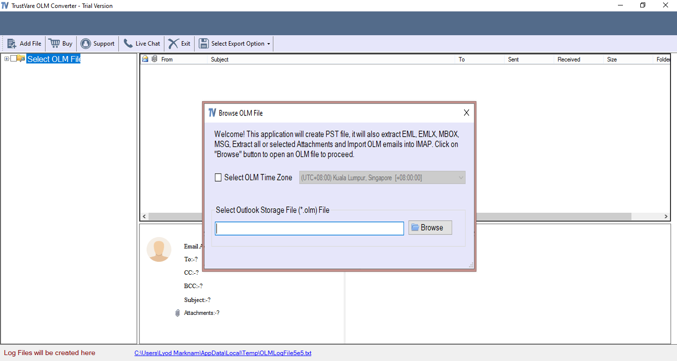 TrustVare OLM Converter Screenshot