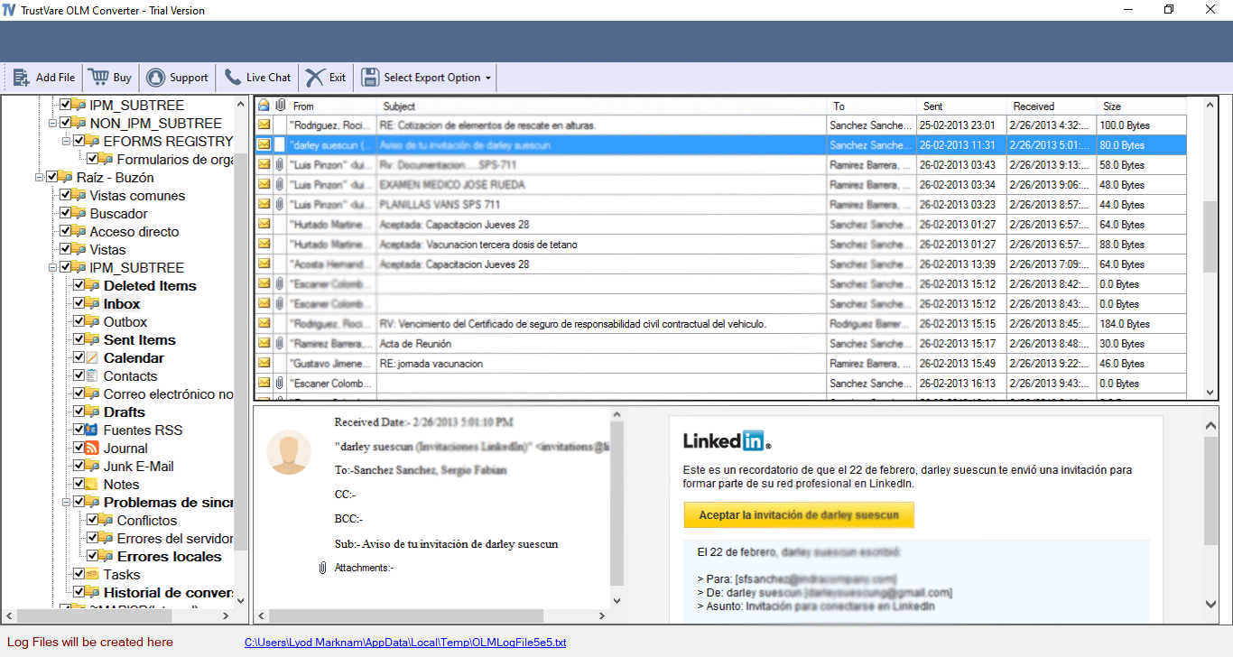 TrustVare OLM Converter Screenshot