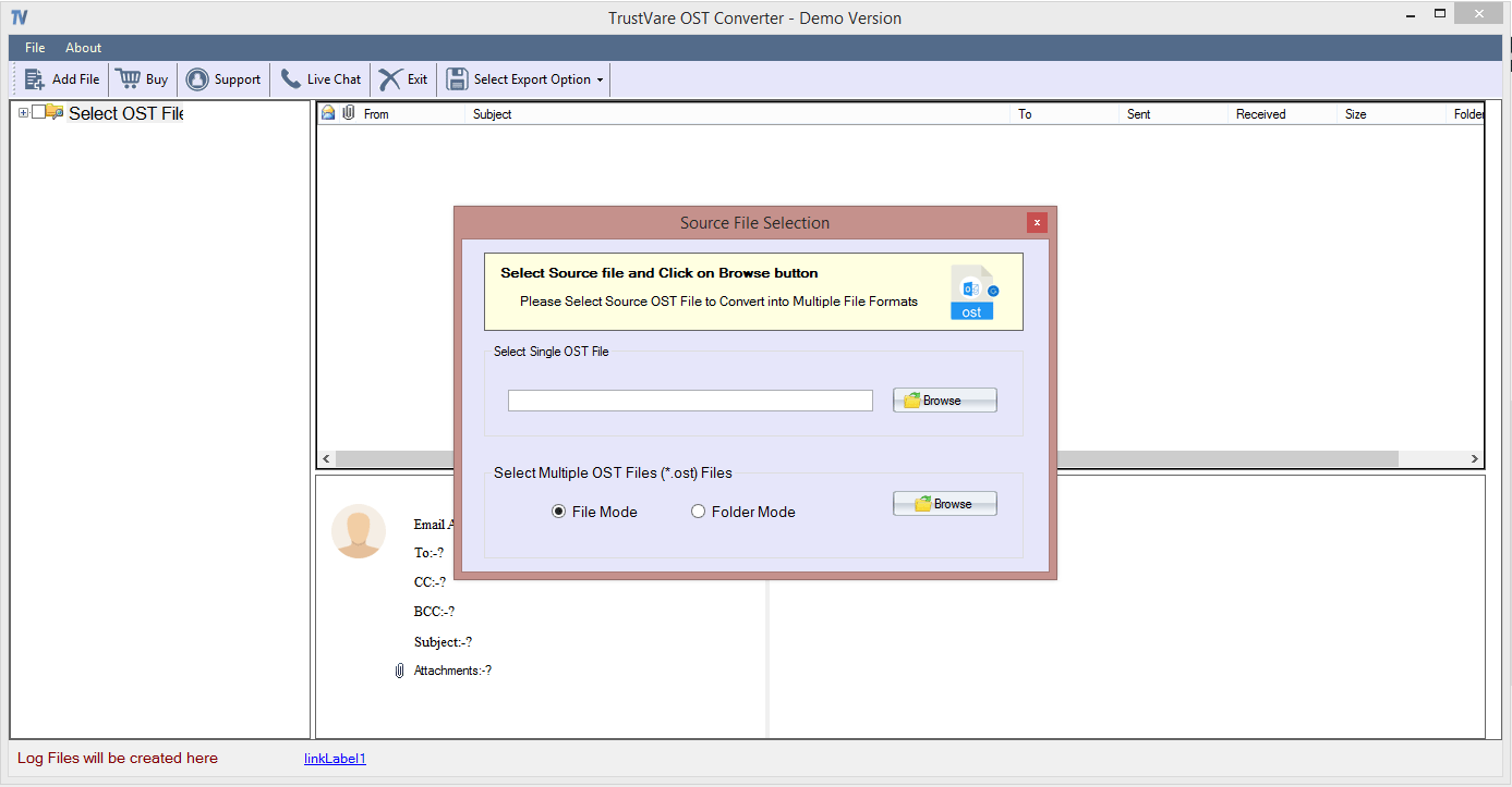 TrustVare OST Converter Software Screenshot