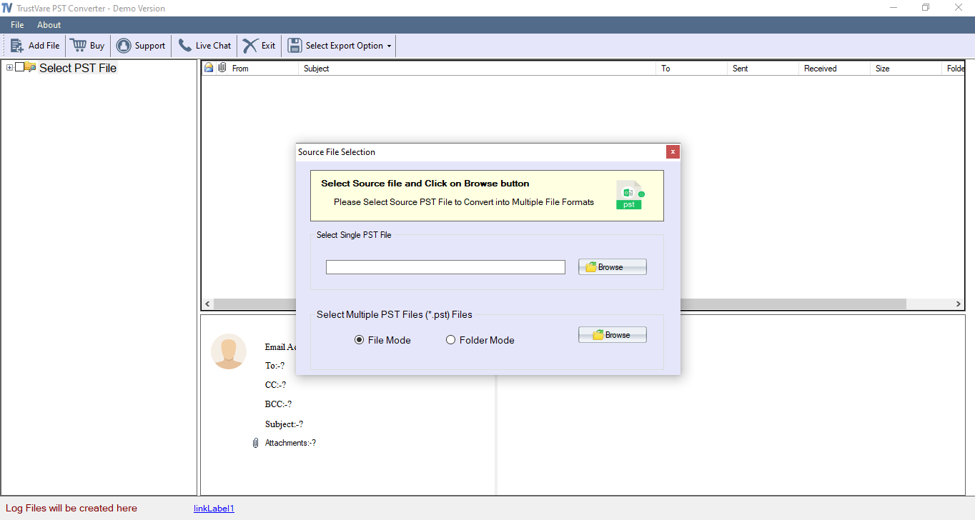 TrustVare PST Converter Software Screenshot