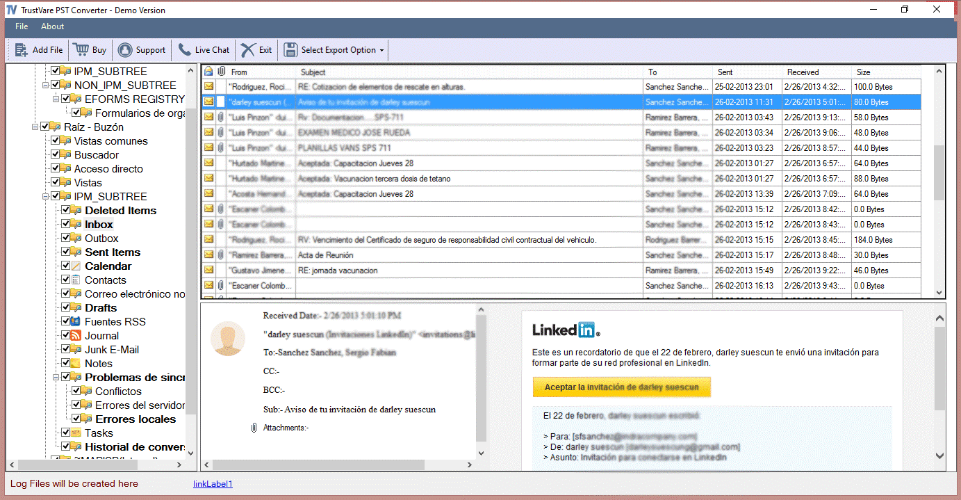 TrustVare PST Converter Software Screenshot