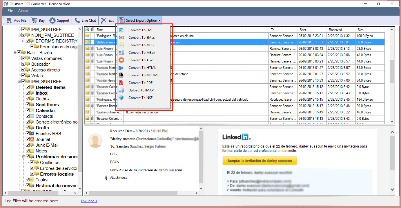 TrustVare PST Converter Software Screenshot