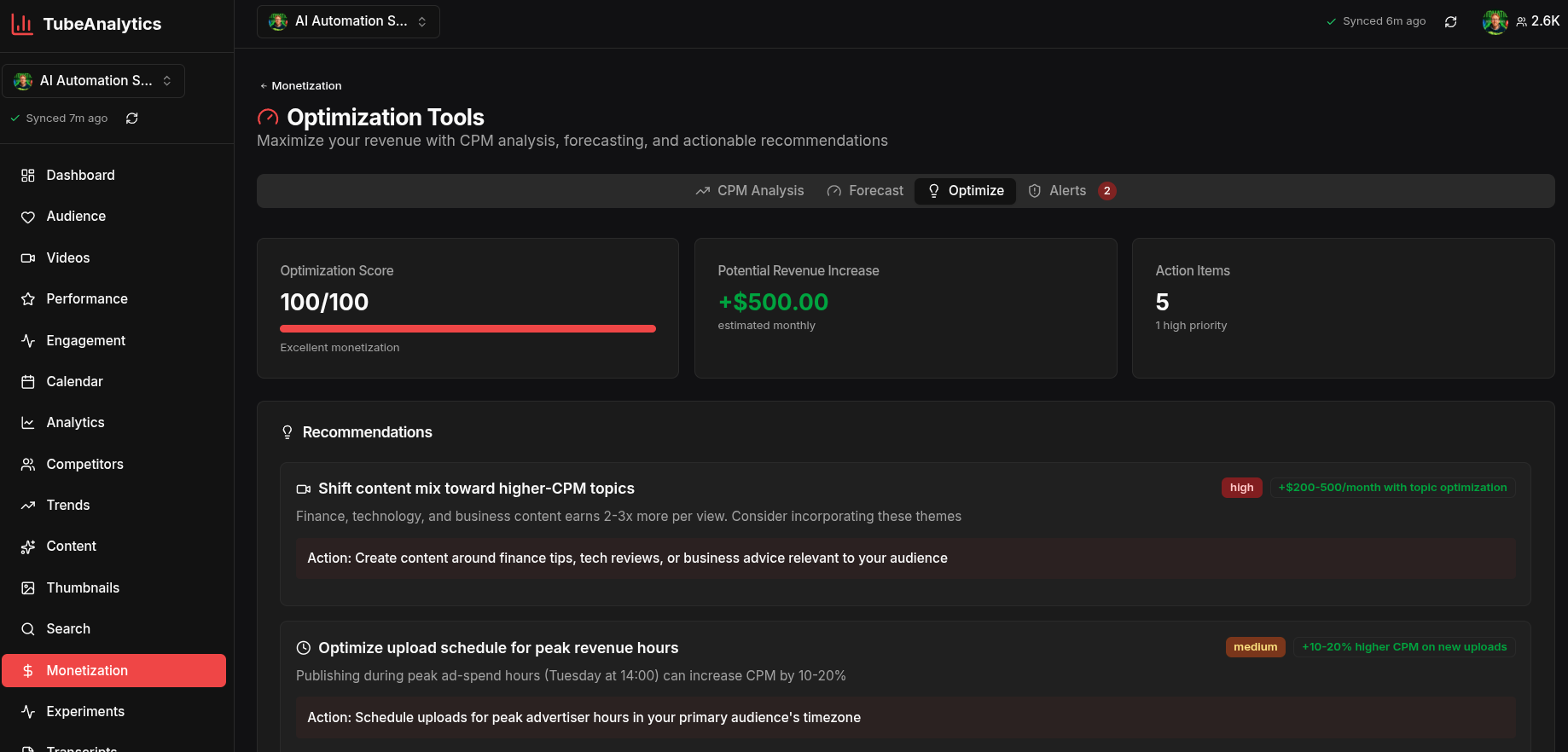 TubeAnalytics Screenshot