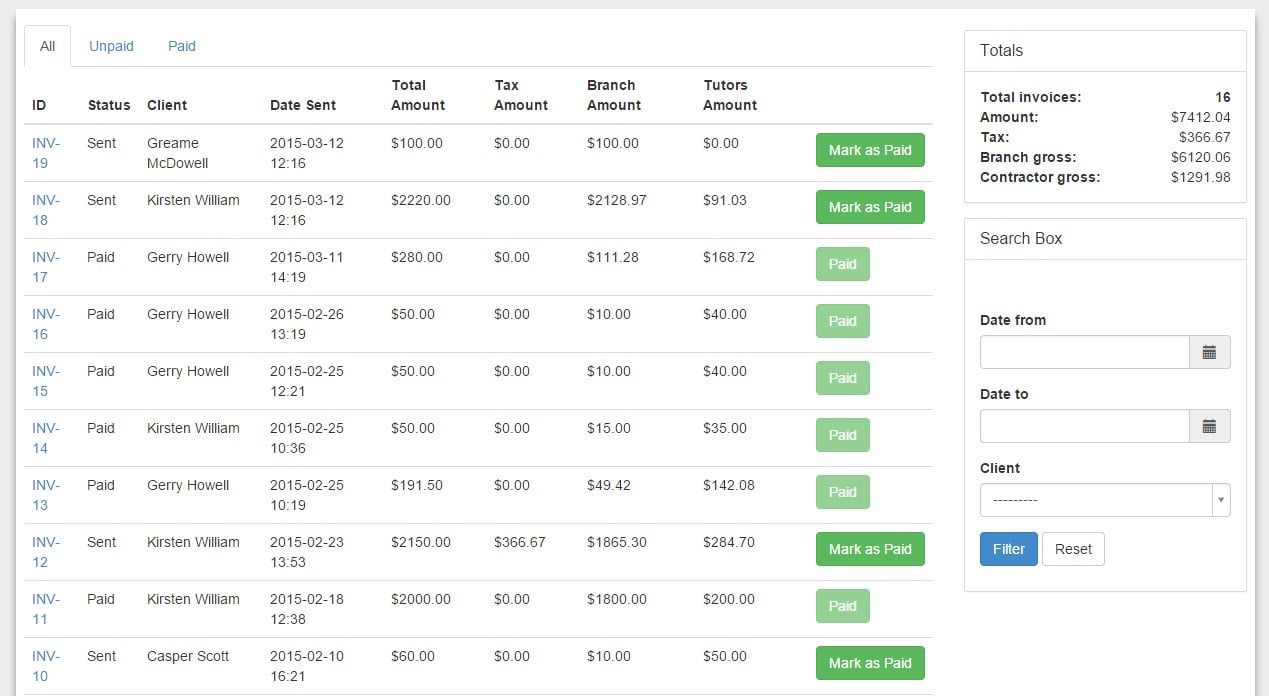 TutorCruncher Screenshot