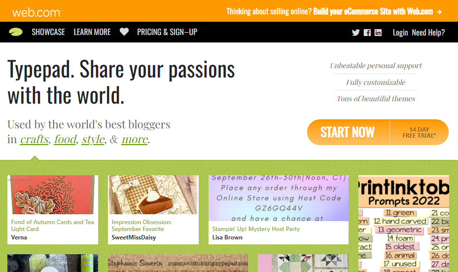 Typepad screenshot & Video