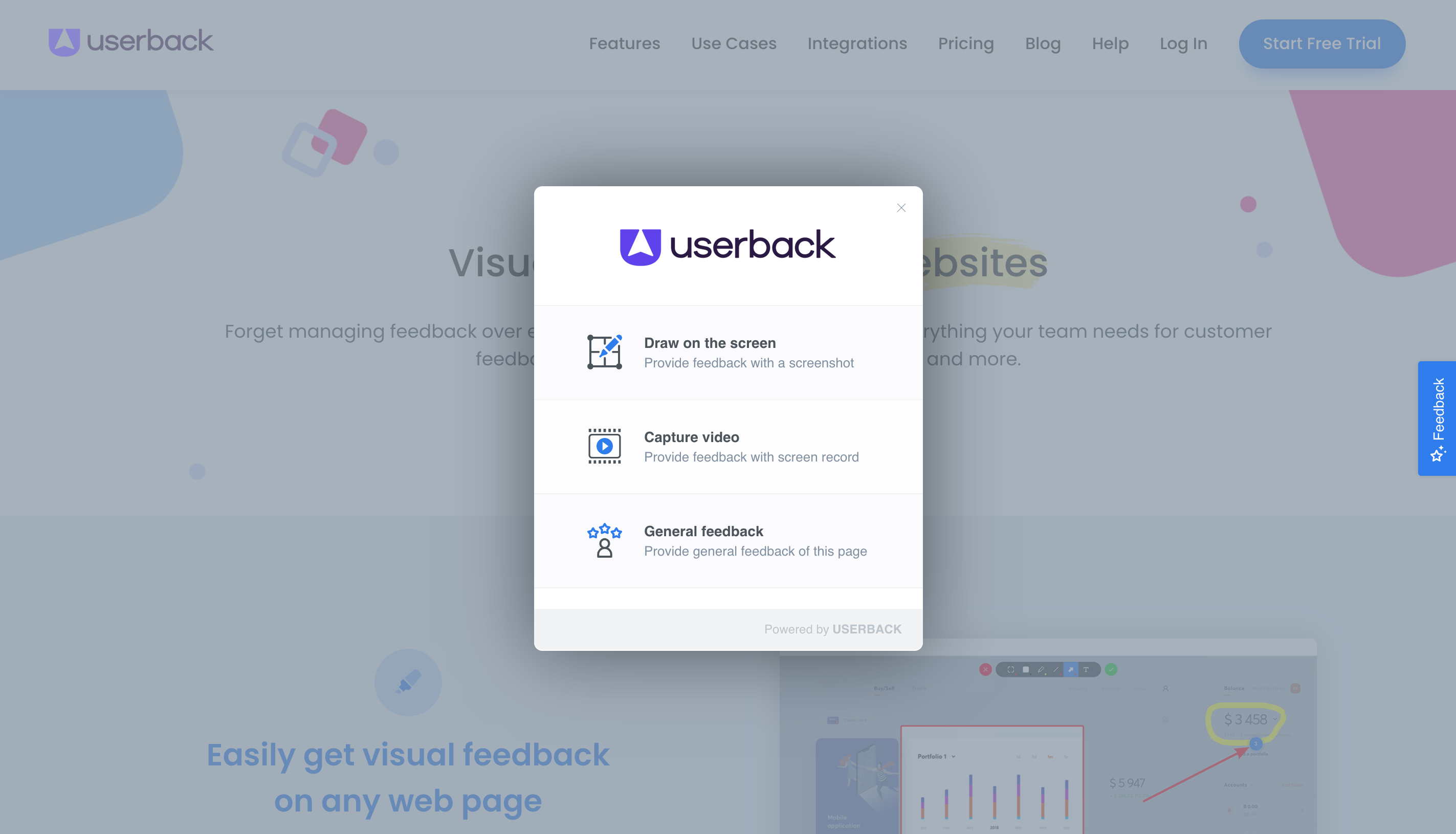 Userback Screenshot