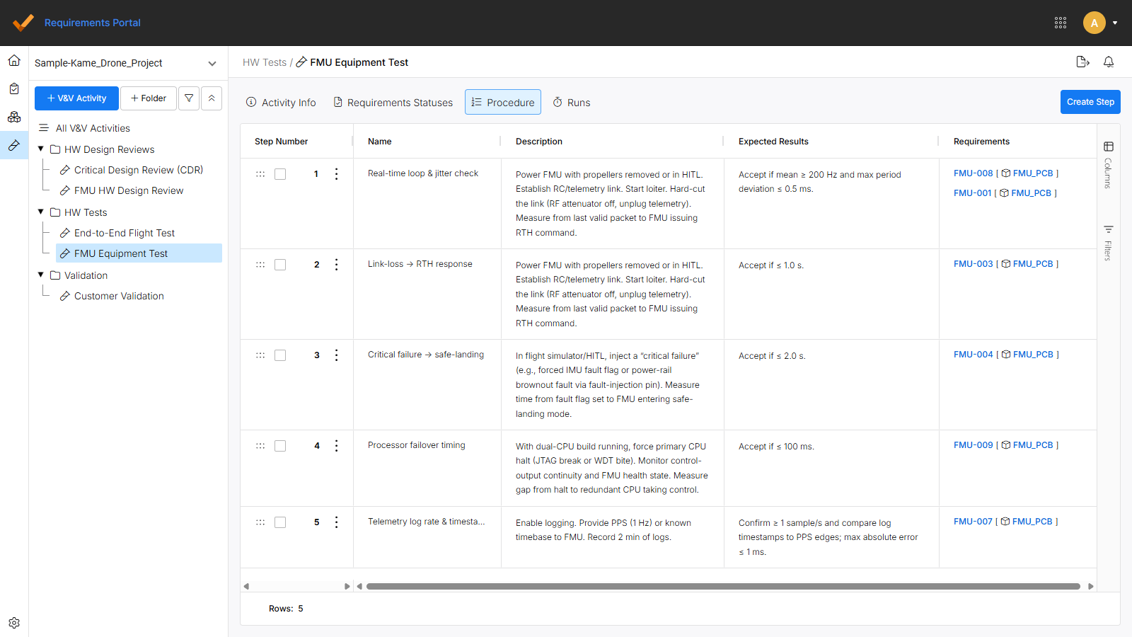 Requirements Portal Screenshot