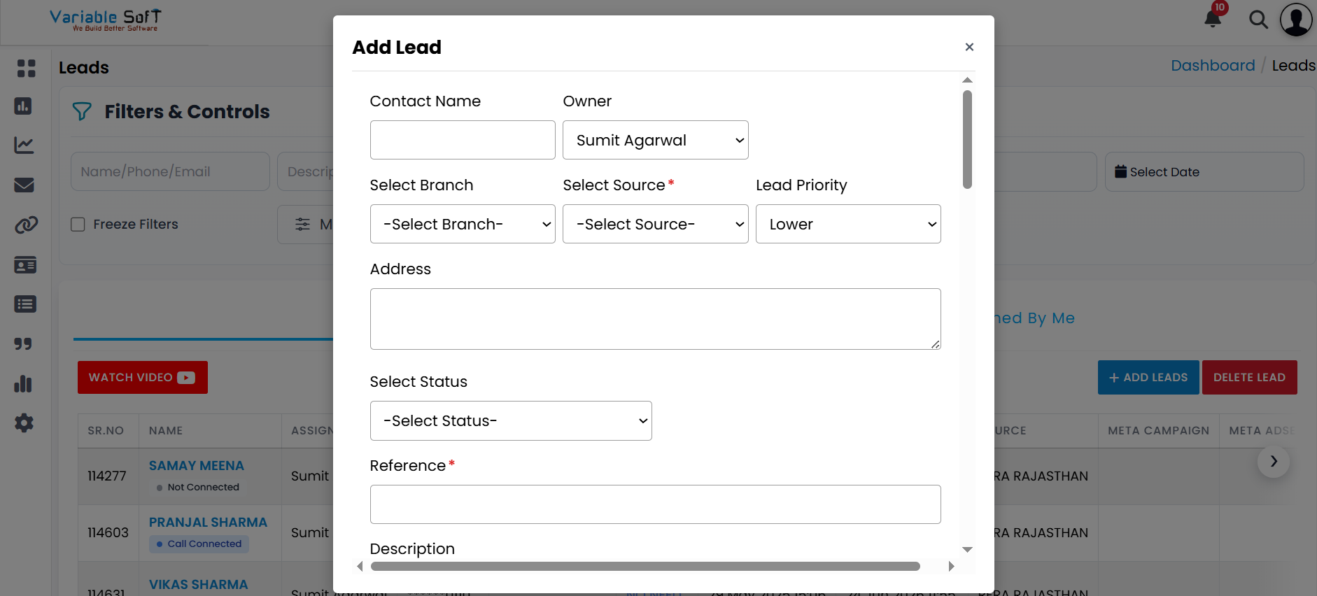 Variablesoft CRM Screenshot
