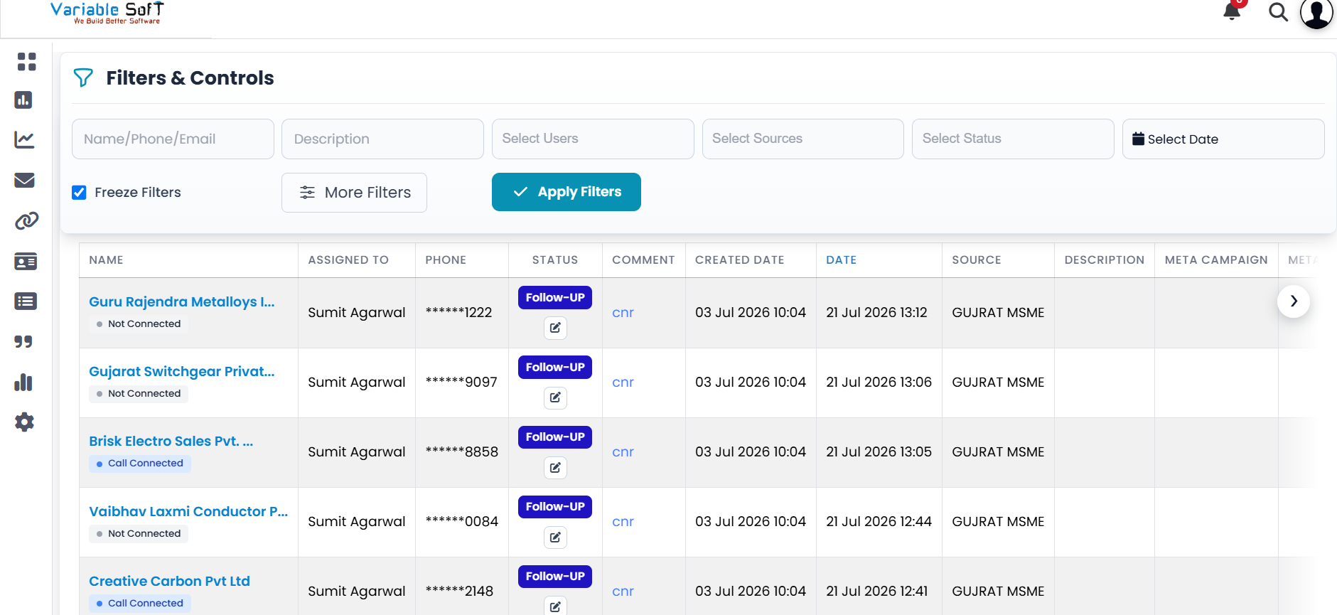 Variablesoft CRM Screenshot