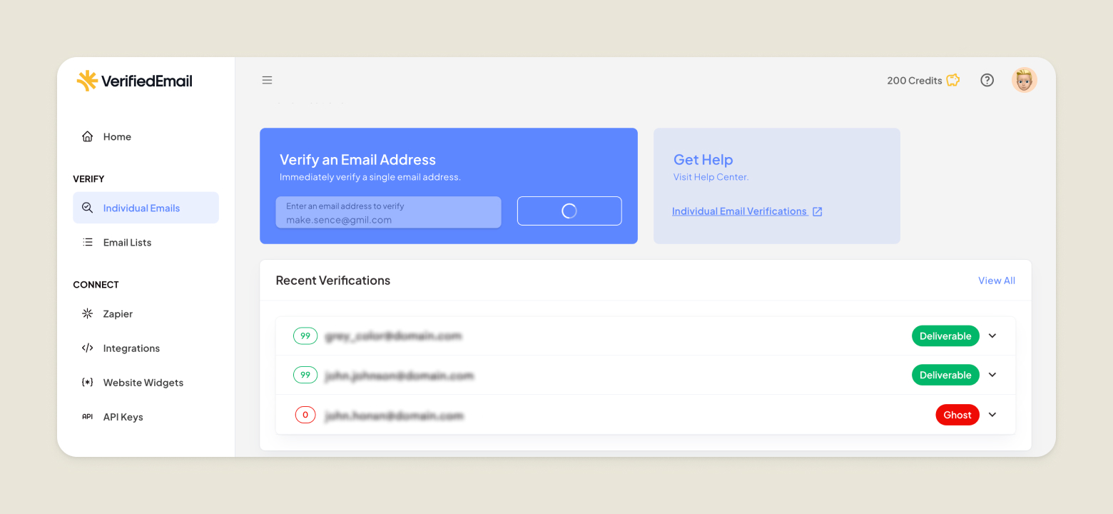 VerifiedEmail Screenshot