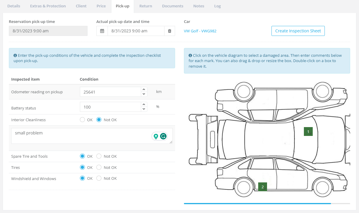 VEVS Car Rental Software Screenshot