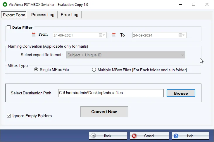 ViceVersa PST to MBOX & MBOX to PST Switcher Screenshot
