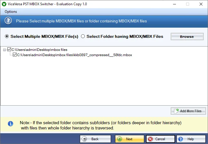 ViceVersa PST to MBOX & MBOX to PST Switcher Screenshot