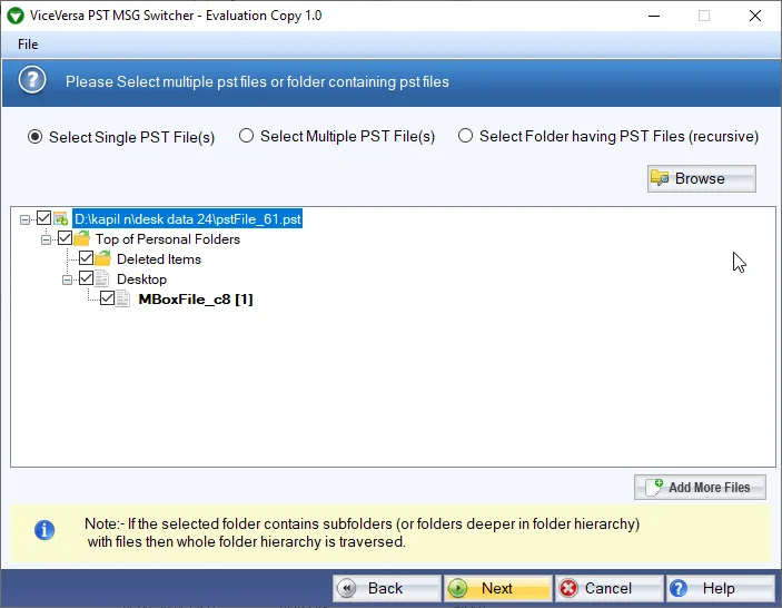 ViceVersa PST to MSG & MSG to PST Switcher screenshot & Video