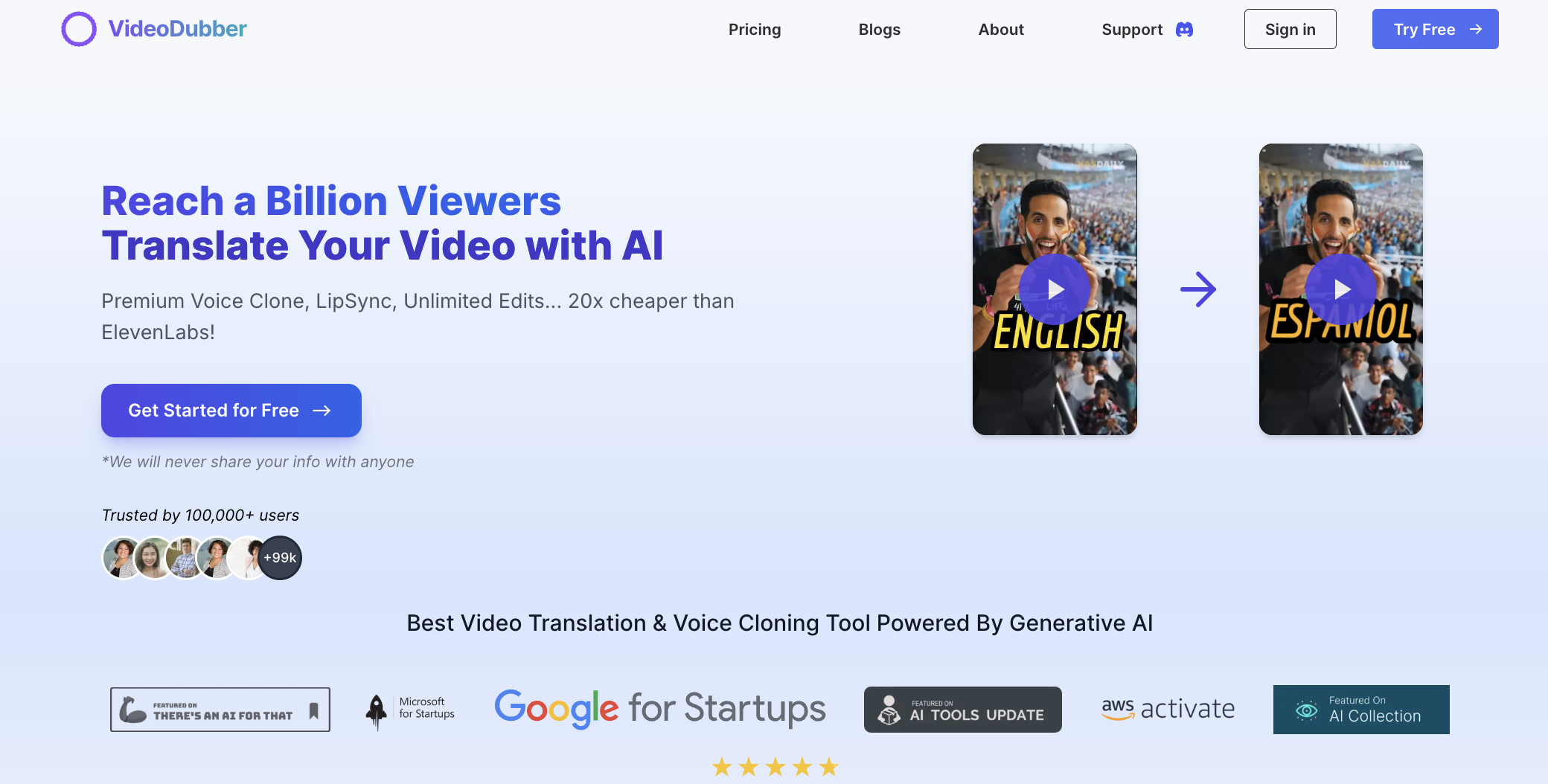 VideoDubber AI Celebrity Voice Generator Screenshot
