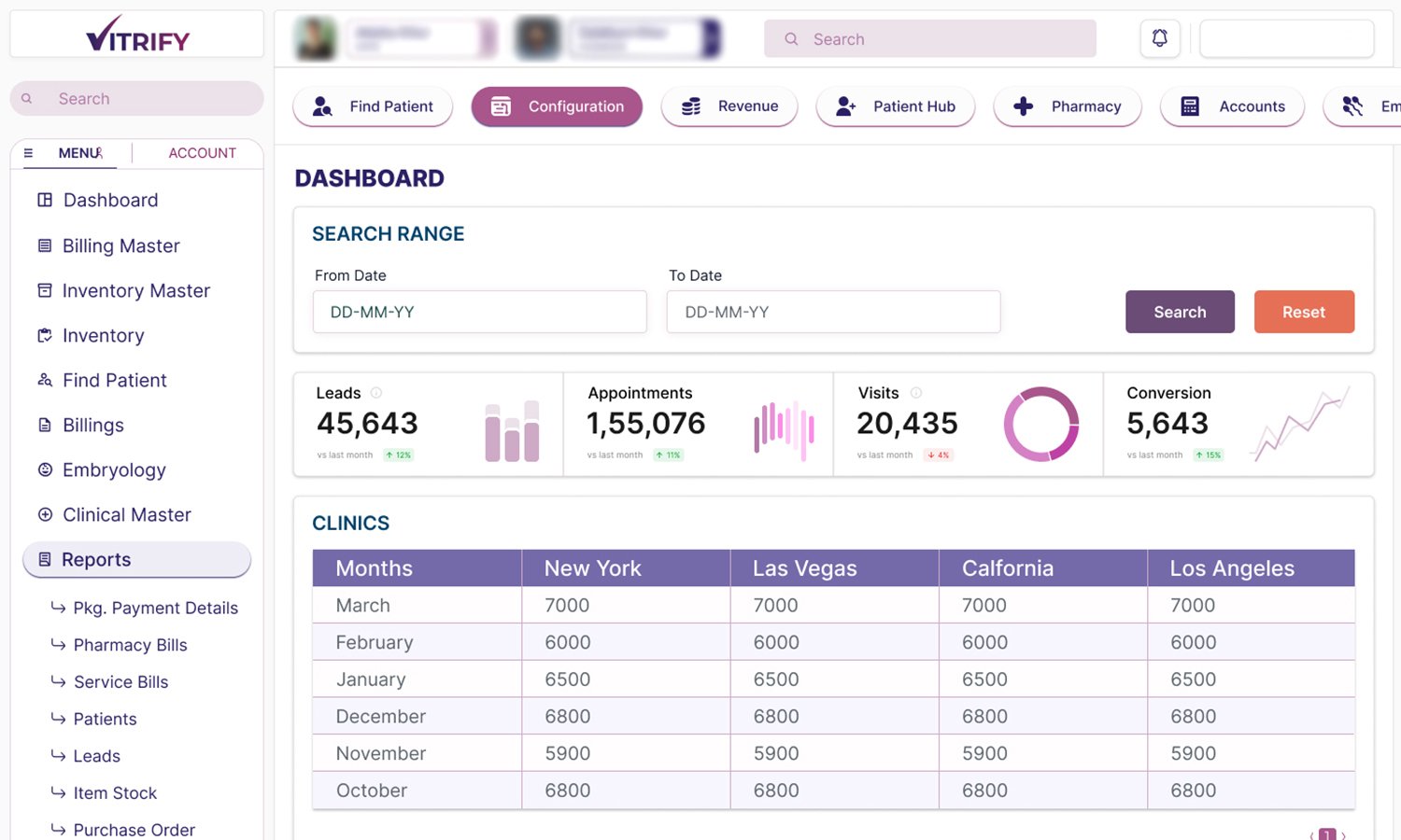 Vitrify IVF software Screenshot