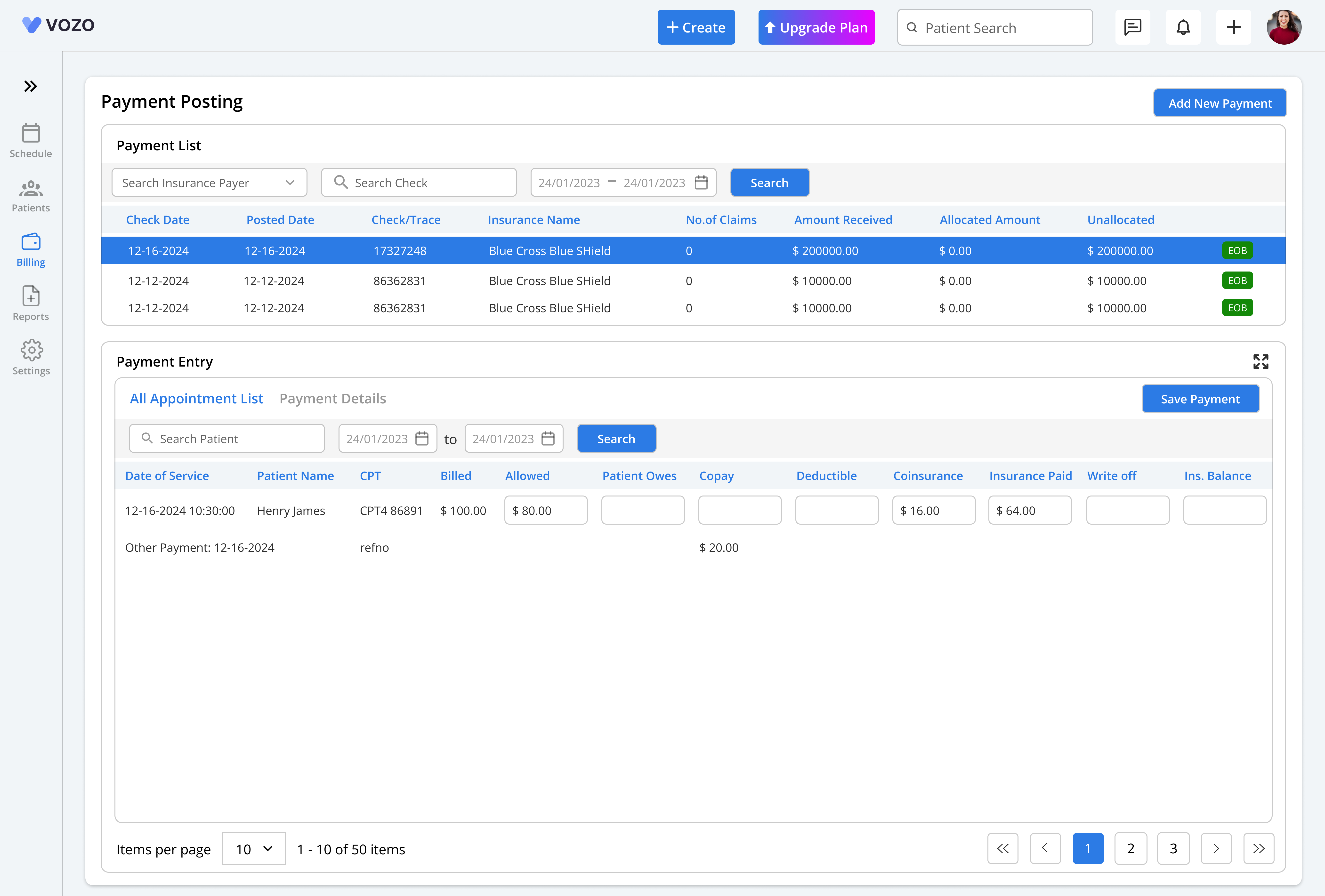 Vozo EHR Screenshot