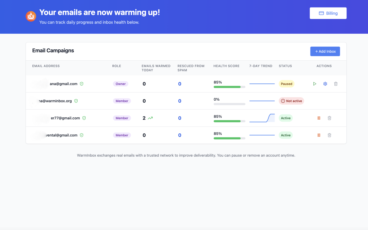 WarmInbox Screenshot