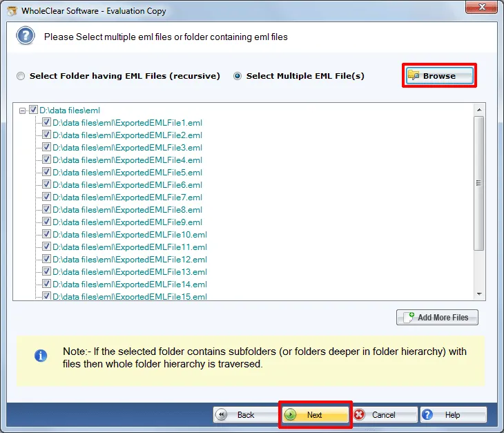 WholeClear EML Converter Screenshot