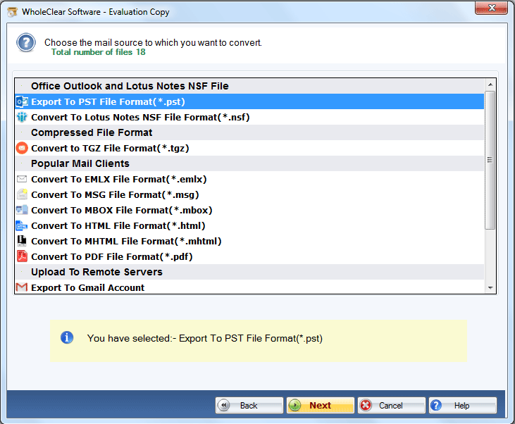 WholeClear EML Converter Screenshot