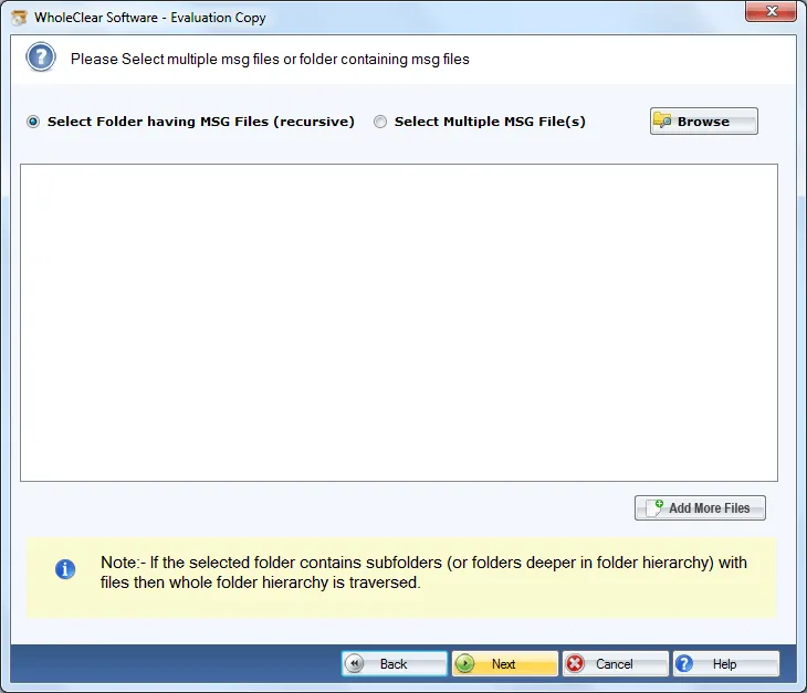 WholeClear MSG Converter Screenshot