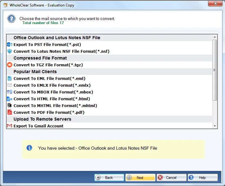 WholeClear MSG Converter Screenshot