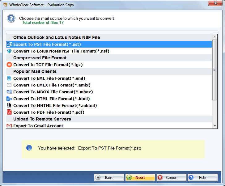 WholeClear MSG to PST Converter Screenshot