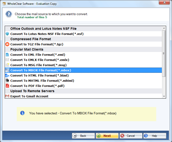 WholeClear PST to MBOX Converter Screenshot