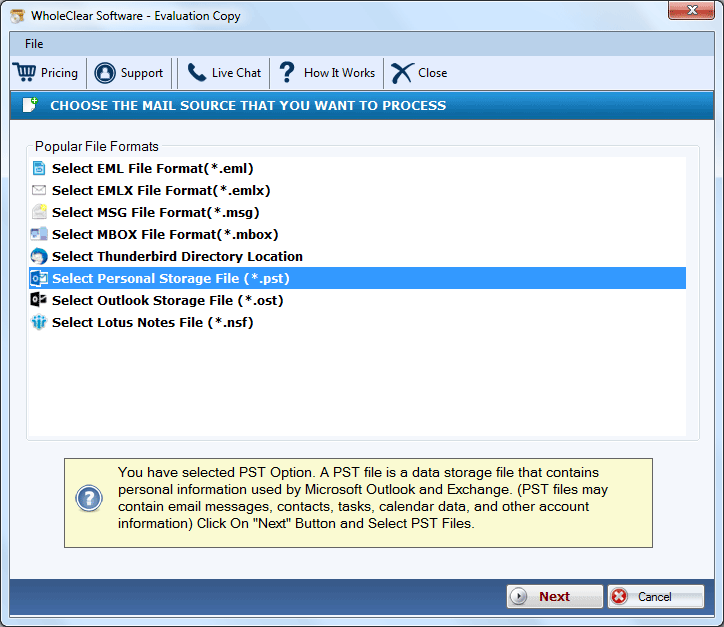 WholeClear PST to Office 365 Converter Software Screenshot