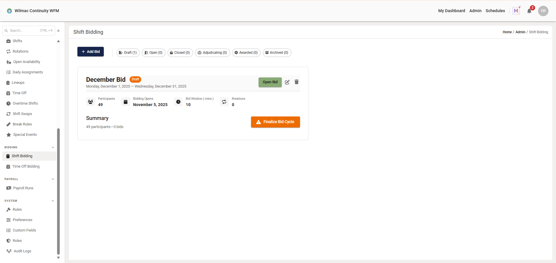 Wilmac Continuity WFM Screenshot